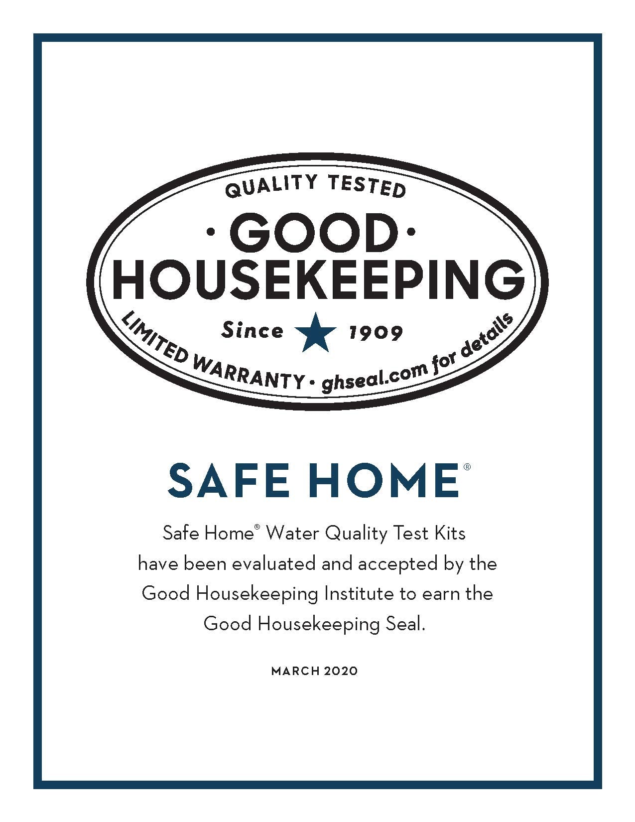 Safe Home® DIY Lead in Drinking Water Test Kit – at Home Testing for Lead in City Water or Well Water – Detection to 5ppb – 10 Minute Test – Single Pack