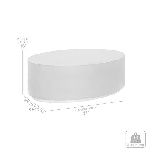 Armen Living Anais Modern Oval Coffee Table, Grey Concrete and Brass