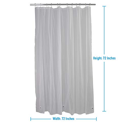 Bath Bliss 70"x72" PEVA Curtain, 7.2G Thickness, Rust Resistant, Eco-Friendly, for Bathroom, in Frost Shower Liner