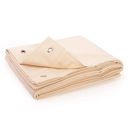 LIFEKIND Certified Organic Cotton Canvas Shower Curtain with Chrome Grommets, 72 x 72 Inches, Natural - No Liner Needed