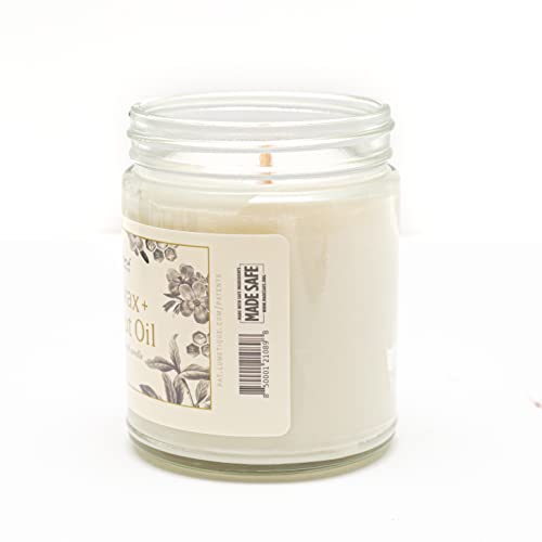 Fontana Candle Company - Beeswax and Coconut Oil Unscented Candle 9oz | Wood Wick | Non Toxic | Long Burn Time | Beautiful Glass Jar Display