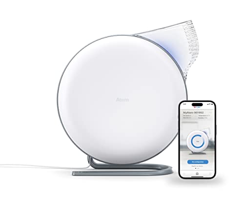 IQAir Atem Desk Air Purifier for Home, Office, Desktop, Small Room up to 150 sq ft, HyperHEPA Filter Technology for Bacteria, Viruses, Allergens, Pets, Asthma Triggers, Pollen, Dust, Swiss Design, Made in Germany, White