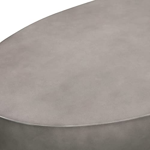 Armen Living Anais Modern Oval Coffee Table, Grey Concrete and Brass