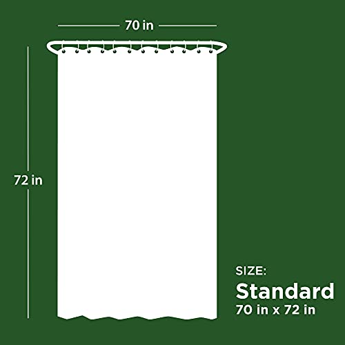 Zenna Home Recycled Cotton 100% Waterproof Fabric Shower Curtain Liner with Anti-Draft Clips, White, 70 x 72 inch