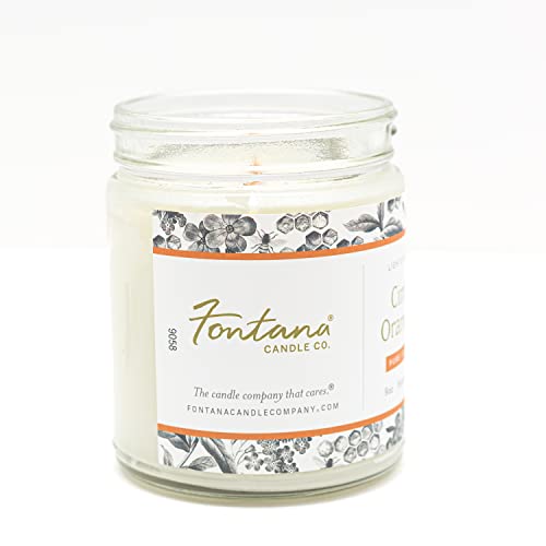 Fontana Candle Company - Cinnamon Orange Clove | Lightly Scented Candle 9 oz | Made from Beeswax and Coconut Oil | Essential Oil | Wood Wick | Long Lasting | Clean Burn and Non Toxic