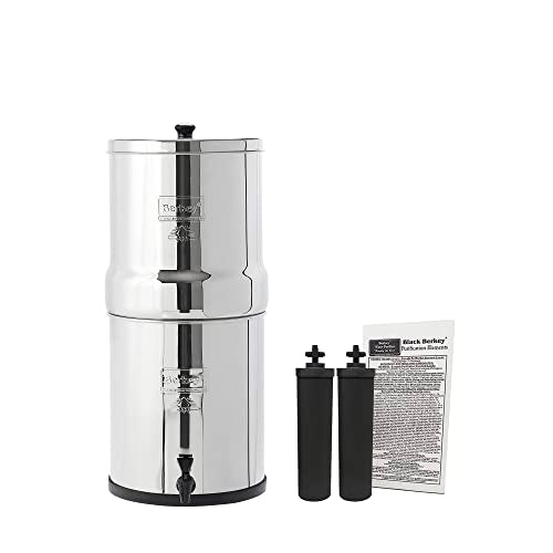 Big Berkey Gravity-Fed Water Filter with 2 Black Berkey Elements Provides Clean, Refreshing Water at Home, Camping, RVing, Off-Grid, Emergencies