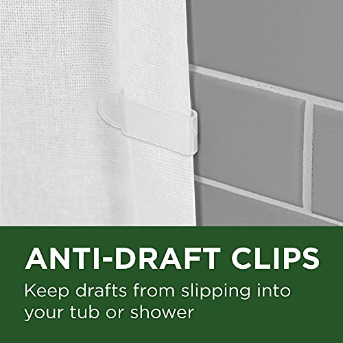 Zenna Home Recycled Cotton 100% Waterproof Fabric Shower Curtain Liner with Anti-Draft Clips, White, 70 x 72 inch