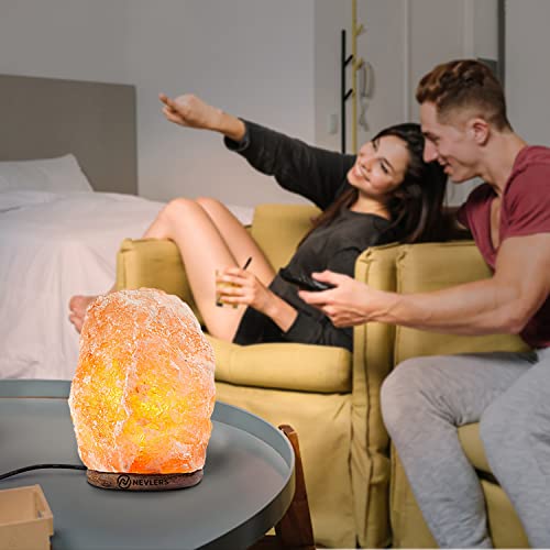 Nevlers 2 Pack 6-8" Tall 5-7lbs Natural Hand Carved Himalayan Salt Lamp with On/Off Switch & Beautiful Wood Base -Includes Light Bulb | Authentic from The Himalayan Mountains in Pakistan
