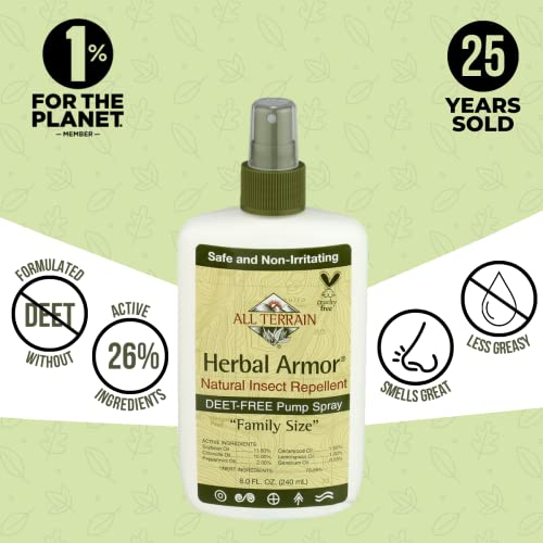 All Terrain Herbal Armor Natural Insect Repellent, DEET-FREE Pump Spray, 8 Ounce, Family-Size