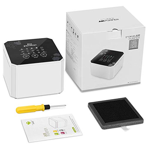 potulas Air Purifier with True HEPA Filter, 3-in-1 Filter Mini Desktop Air Cleaner Small Air Purifier for Personal Office, Bedroom, Home, Small Spaces