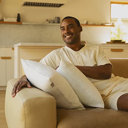 Coop Home Goods Throw Pillow Covers Set of 2 18 x 18 Inches White 100% Organic Cotton, Decorative Pillow Case, Indoor Throw Pillowcase Suitable for Sofa Bed Living Room Bedroom, Couch Cushion Covers