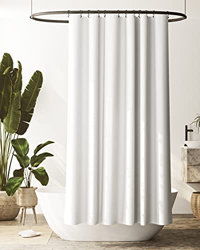 Zenna Home Recycled Cotton 100% Waterproof Fabric Shower Curtain Liner with Anti-Draft Clips, White, 70 x 72 inch