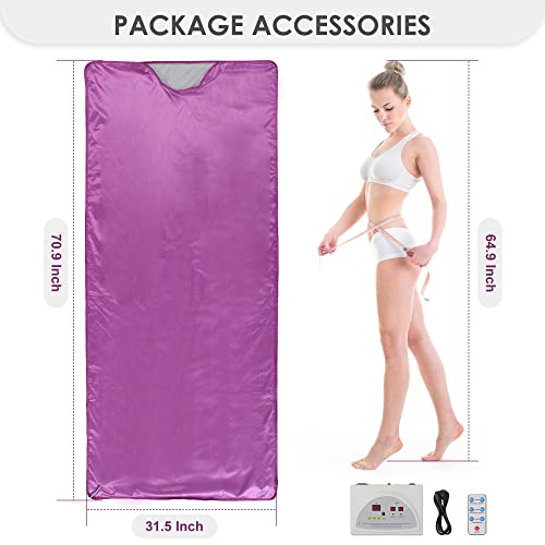 RELOIVE Far Infrared Sauna Blanket Heating Detox with Remote Control for Home Beauty Salon Purple