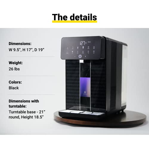 U1 by RKIN Space-Saving 4-in-1 Countertop Water Filter System - Filtered, Adjustible Hot, Cold, and Hydrogen Enriched Negative ORP Water.
