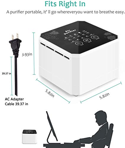 potulas Air Purifier with True HEPA Filter, 3-in-1 Filter Mini Desktop Air Cleaner Small Air Purifier for Personal Office, Bedroom, Home, Small Spaces
