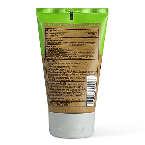 Raw Elements Face and Body All-Natural Mineral Sunscreen - Non-Nano Zinc Oxide, 95% Organic, Water Resistant, Reef Safe, Cruelty Free, SPF 30+, All Ages Safe, Moisturizing, Bio-Resin Tube, 3oz