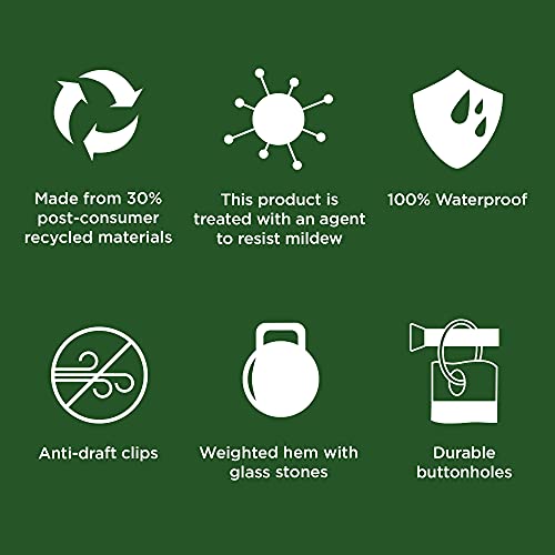 Zenna Home Recycled Cotton 100% Waterproof Fabric Shower Curtain Liner with Anti-Draft Clips, White, 70 x 72 inch