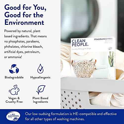 Clean People Ultra Concentrated Laundry Detergent Strips & Fabric Softener Sheets - Plant-Based, Eco Friendly Laundry Detergent 96ct & Dryer Sheets 160ct (Fresh Scent)