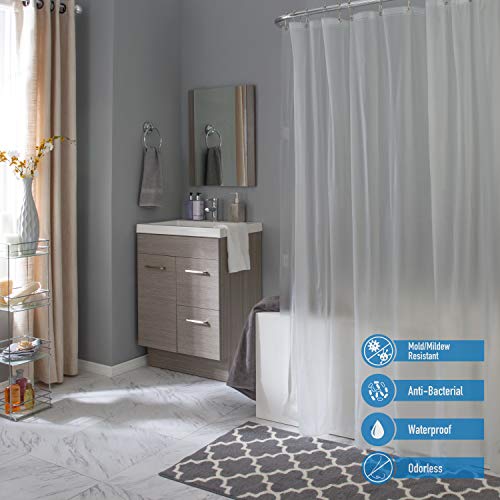 Bath Bliss 70"x72" PEVA Curtain, 7.2G Thickness, Rust Resistant, Eco-Friendly, for Bathroom, in Frost Shower Liner