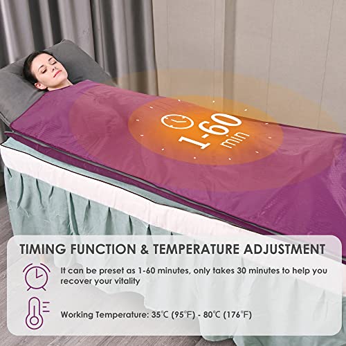 RELOIVE Far Infrared Sauna Blanket Heating Detox with Remote Control for Home Beauty Salon Purple