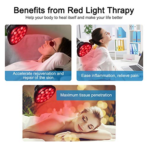 Wolezek Red Light Therapy Lamp with Lamp Holder, 660nm Red and 850nm Near Infrared Combo Red Light Therapy Bulb, Therapy Device for Skin Care Pain Relief
