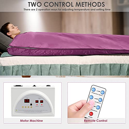 RELOIVE Far Infrared Sauna Blanket Heating Detox with Remote Control for Home Beauty Salon Purple