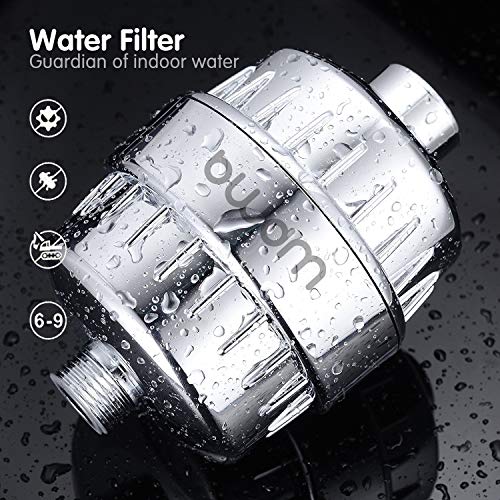 15 Stage Shower Filter - Shower Head Filter, Remove Chlorine Heavy Metals and Other Sediments, Vitamin C Water Softener Reduces Dry Itchy Skin, Dandruff BWDM (Chrome)