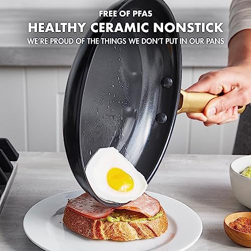 GreenPan Reserve Hard Anodized Healthy Ceramic Nonstick 10 Piece Cookware Pots and Pans Set, Gold Handle, PFAS-Free, Dishwasher Safe, Oven Safe, Black