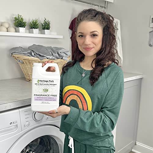 Heritage Park Silk & Wool Fragrance Free, Hypoallergenic, pH-Neutral Laundry Detergent - Dermatologist-tested, Sensitive Skin-Friendly, Enzyme-Free, Concentrated Up to 128 loads (64 fl oz)