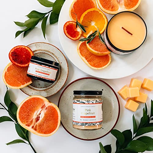 Fontana Candle Company - Palo Santo & Pink Grapefruit | Lightly Scented Candle 9oz | Made from Beeswax and Coconut Oil | Essential Oil | Wood Wick | Long Lasting | Non Toxic Clean Burn