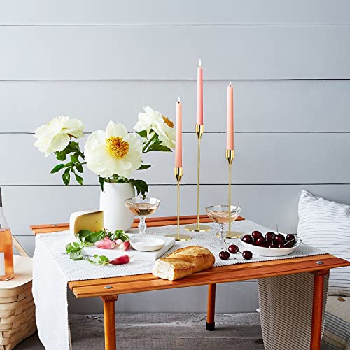 SUJUN Candle Holders Set of 3 for Taper Candles, Decorative Candlestick Holder for Wedding, Dinning, Party, Fits 3/4 inch Thick Candle&Led Candles (Metal Candle Stand) (Gold)