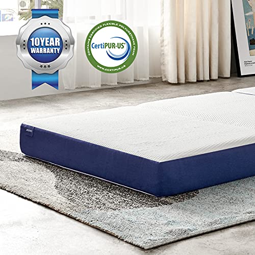 JINGWEI Folding Mattress, Tri-fold Memory Foam Mattress Topper with Washable Cover, 4-Inch, Small Twin Size, Play Mat, Foldable Bed, Guest Bed, Camp Portable Bed, 25"X75"X4"