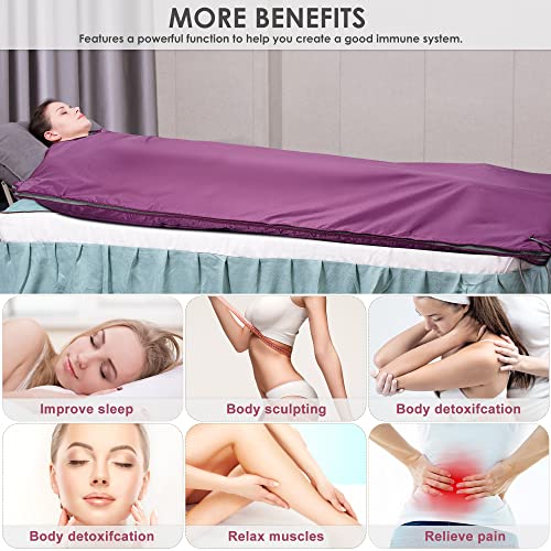 RELOIVE Far Infrared Sauna Blanket Heating Detox with Remote Control for Home Beauty Salon Purple