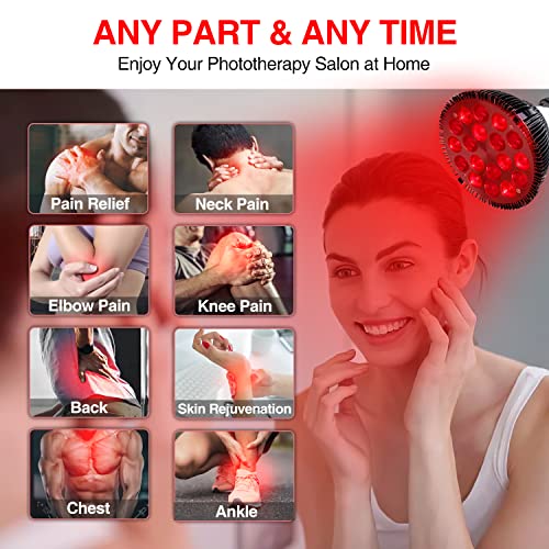 wolezek Red Light Therapy Lamp with Stand, 18 LEDs 660nm Red and 850nm Near Infrared Combo Bulb Red Light Therapy Device for Body and Face, Included 15"-61" Adjustable Tripod, Timer and Goggles