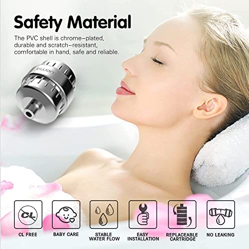 15 Stage Shower Filter - Shower Head Filter, Remove Chlorine Heavy Metals and Other Sediments, Vitamin C Water Softener Reduces Dry Itchy Skin, Dandruff BWDM (Chrome)