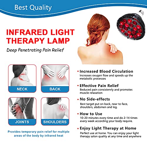 Wolezek Red Light Therapy Lamp with Lamp Holder, 660nm Red and 850nm Near Infrared Combo Red Light Therapy Bulb, Therapy Device for Skin Care Pain Relief