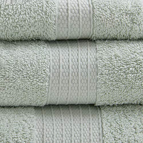Madison Park Organic 100% Cotton Bathroom Towel Set, Hotel & Spa Quality Highly Absorbent, Quick Dry, Include for Shower, Handwash & Facial Washcloth, Multi-Sizes, Seafoam
