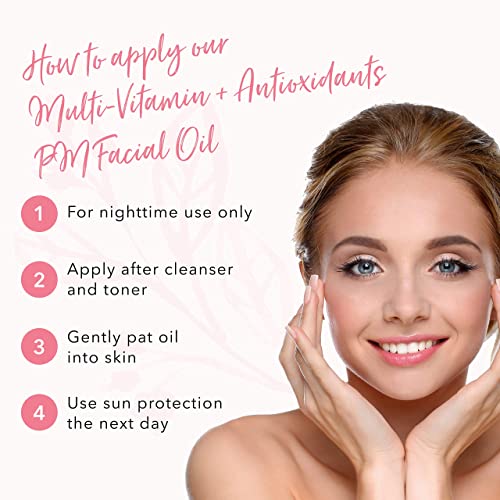 100% PURE Multi-Vitamin + Antioxidants PM Facial Oil, Anti-Aging Skin Care, Night Facial Oil, Anti-Wrinkle, Natural Face Moisturizer w/Retinol, Vitamin C, CoQ10-1 Fl Oz