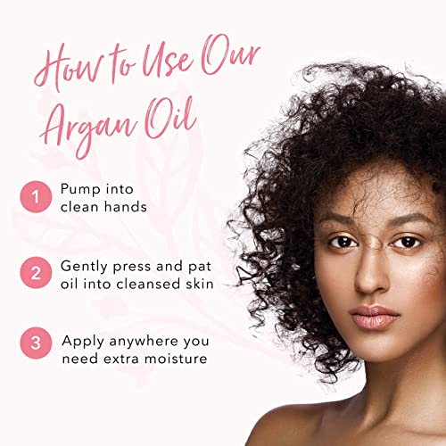 100% PURE Argan Oil, Cold-Pressed, Natural Moisturizer for Skin, Hair & Nails, Facial Serum, Hair Detangler, Cuticle Oil, Makeup Remover - 1.52 Fl Oz