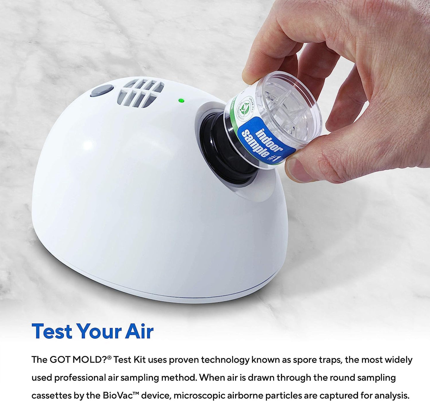 GOT MOLD? Test Kit | Professional Quality Mold Test Kit | Air Sampling w/Reusable BioVac™ Air Sampler | Lab Fees Included | Full Mold Type and Quantity Analysis | 1, 2 and 3-Room Test Kits & Refills