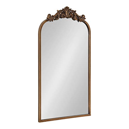 Kate and Laurel Arendahl Traditional Arch Mirror, 19" x 30.75" , Gold, Baroque Inspired Wall Decor