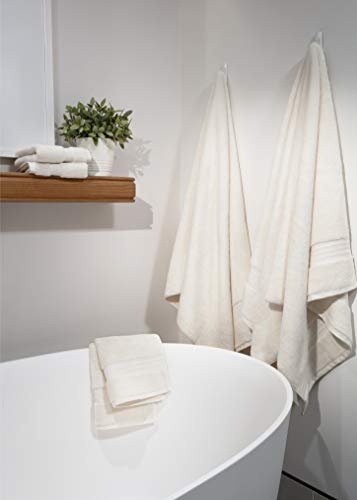 100% Organic Cotton Bath Towel Set | Bathroom Luxury Towel Set of 6 | GOTS Certified | Hotel Premium Towels | 700 GSM | 2 Bath Towels 30 x 56 | 2 Hand Towels 16 x 30 | 2 Wash Cloths 13 x 13 | Ivory