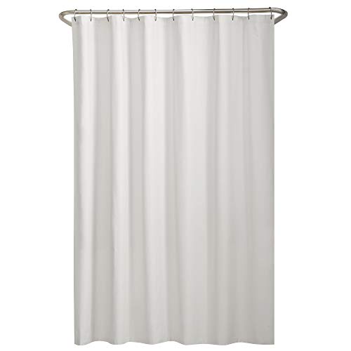 Maytex Water-Repellent Fabric Shower Curtain Liner with Weighted Hem, Soft Microfiber, Quick Drying and Washable Shower Liner, 70" x 72", White