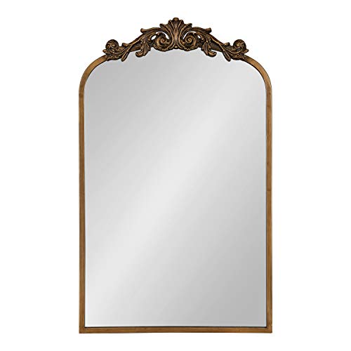 Kate and Laurel Arendahl Traditional Arch Mirror, 19" x 30.75" , Gold, Baroque Inspired Wall Decor