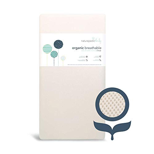Naturepedic Breathable Organic Crib Mattress - 2-Stage - Lightweight - Baby & Toddler Bed - with Protector Pad