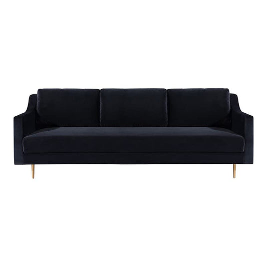 TOV Furniture The Milan Collection Modern Velvet Upholstered Living Room Sofa, Black