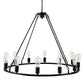 EPPARA Wagon Wheel Chandelier 12 Light-35.43in,Black Wagon Wheel Large Chandeliers for Kitchen Island,Round Light Fixture Farmhouse Chandeliers for Dining Room Living Bedroom Hallway