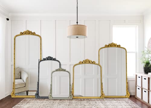 VANA NALA Antiqued Gold Ornate Mirror Arched Mantel Wall Mirror Baroque Inspired Bathroom Vanity Rectangle Wall Mounted Mirror, 30 x 34''