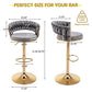 ABET Gold Bar Stool Set of 2, Velvet Swivel Woven Barstools, Height Adjustable Counter Stools with Hollow Back, Upholstered Modern Luxury Kitchen Stools with Footrest for Cafe, Pub, Gray