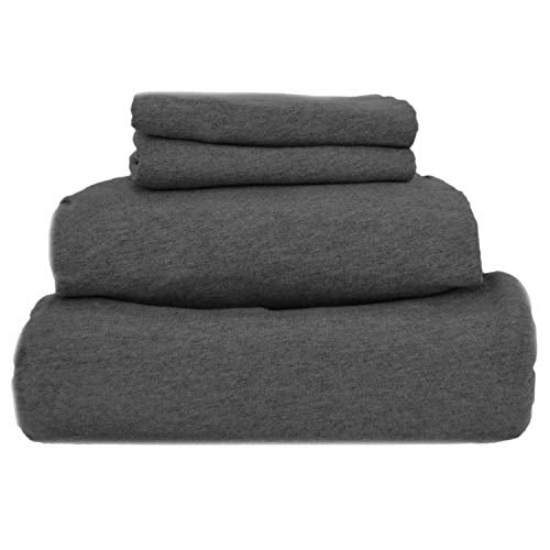 Coyuchi Organic Jersey Sheet Set, King, Charcoal Heather